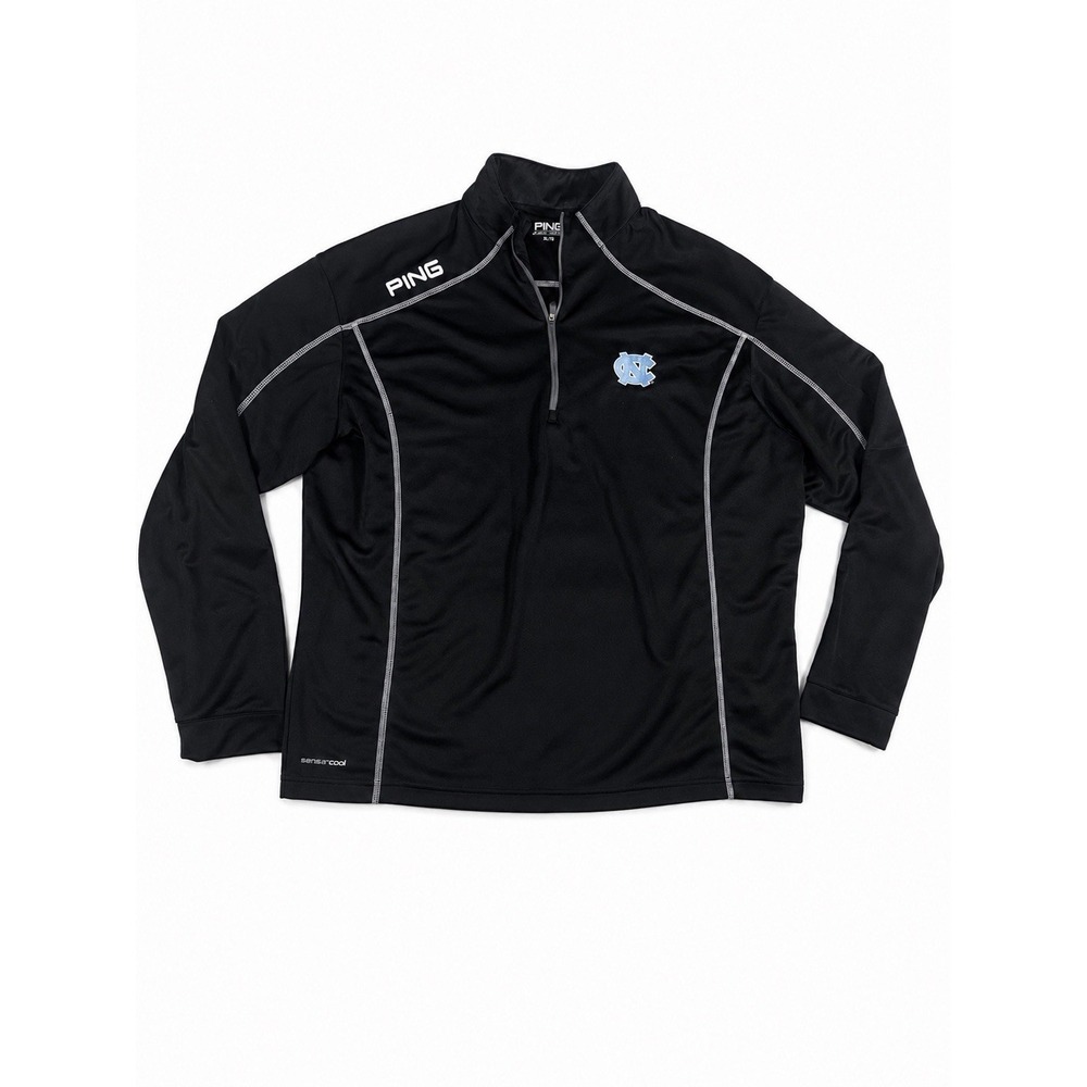 Ping Quarter Zip Pullover Mens XL Black SensorCool Sleeve Pocket UNC Logo*